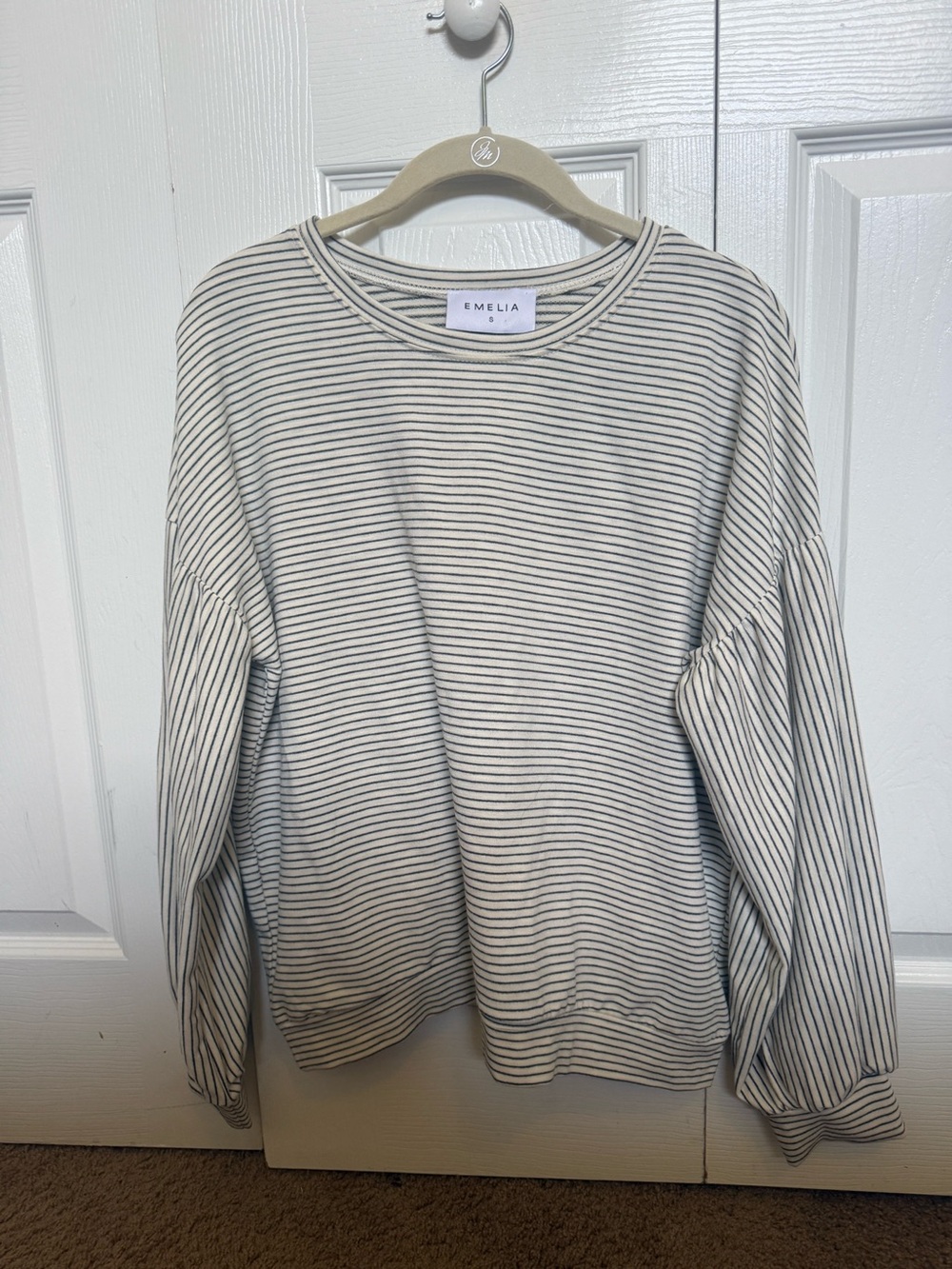 Cream & Black Striped Crewneck